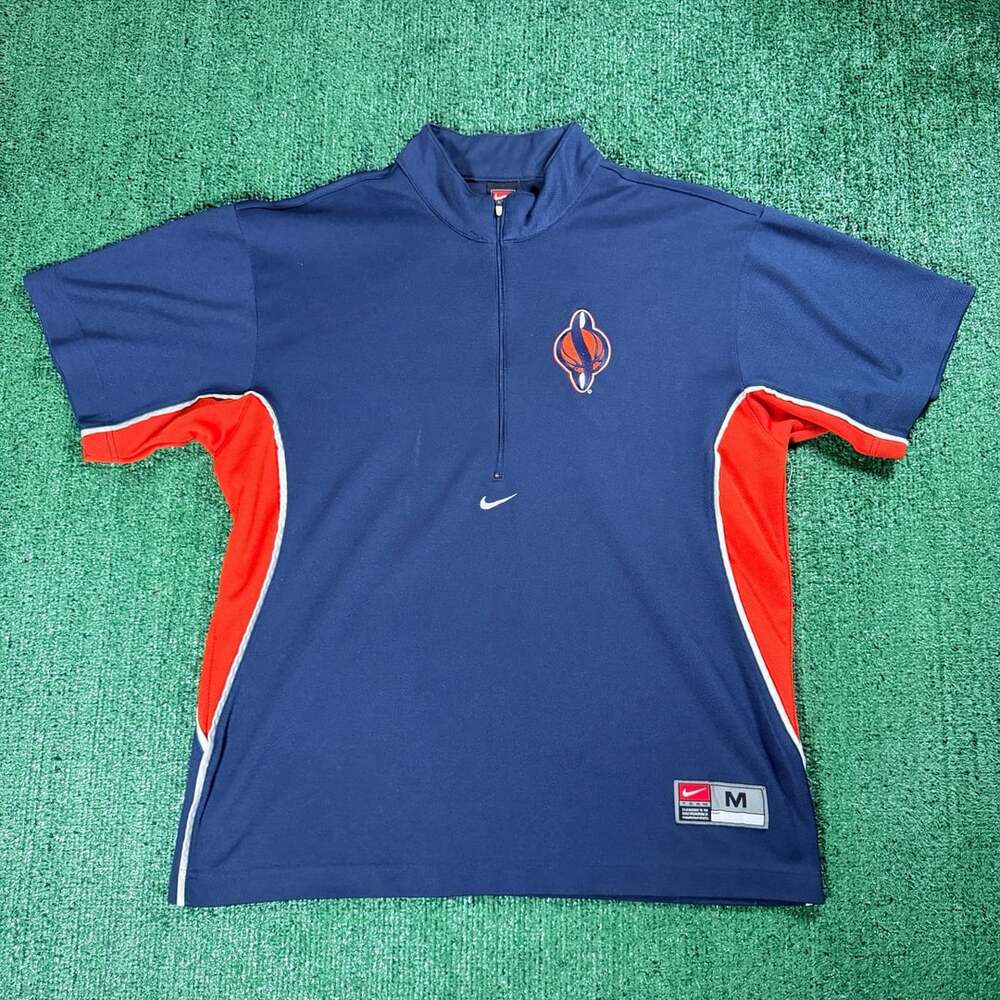 Y2K Nike Syracuse Orange 1/2 Zip Short Sleeve Jersey Size Medium
